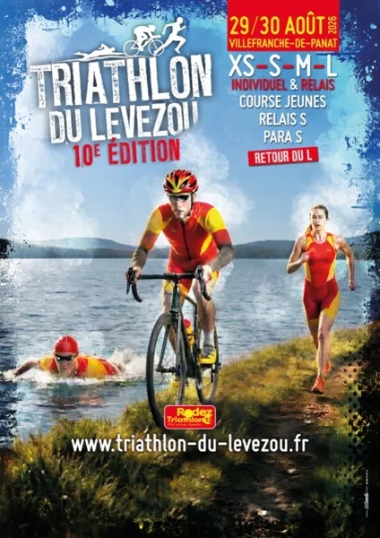 Triathlon du Lévézou - 29/30 aout 2026 - individuel et relais, course jeunes, relais S, Para S, retour du L