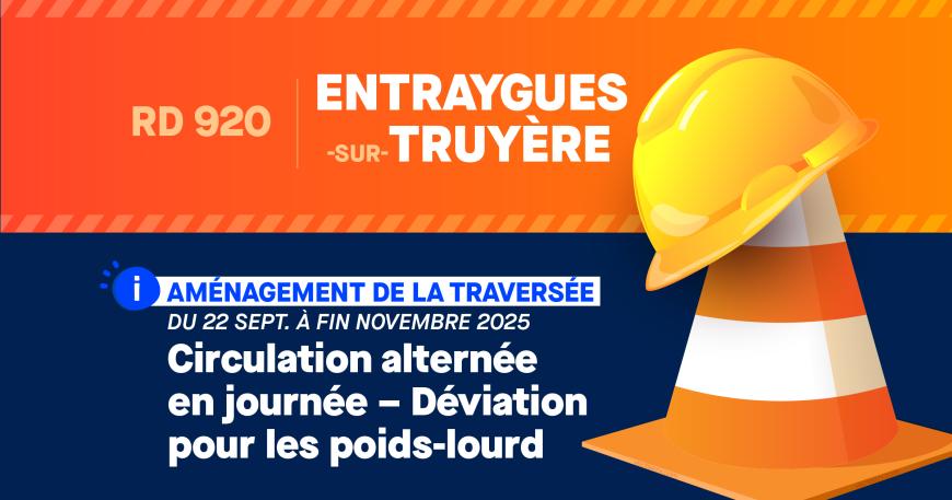 RD290 - Entraygues sur Truyères - Aménagement de la traversée du 22 septembre à fin novembre 2025 - Circulation alternée e journée - Déviation pour les poids-lourd RD290 - Entraygues sur Truyères - Aménagement de la traversée du 22 septembre à fin novembre 2025 - Circulation alternée e journée - Déviation pour les poids-lourd