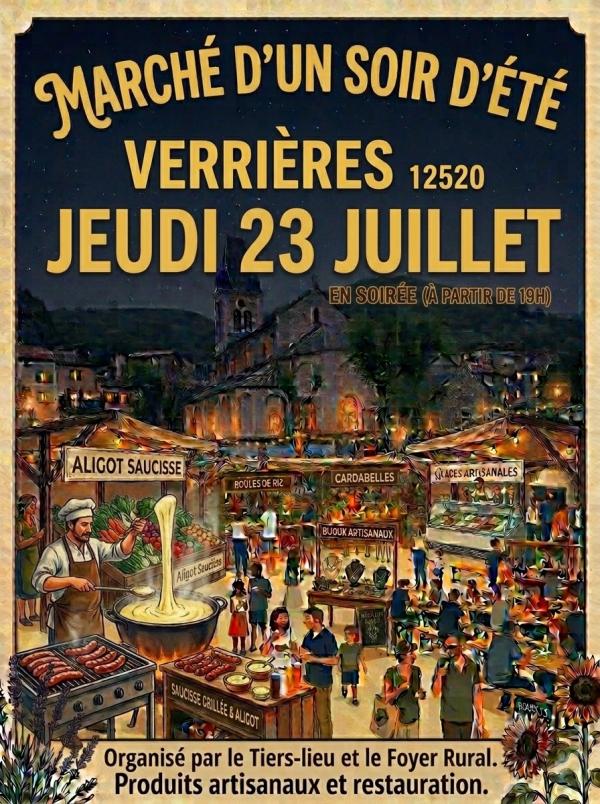 Affiche de l'événement qui présente une place et des stands de nourriture
