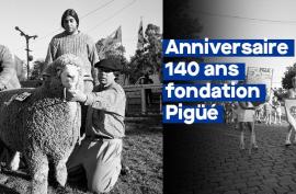 Visuel de gauche : © Jacqueline COLDE. Le bélier de concours. Pochocho Cayssials (neveu de René Cayssials) et ses fils. Visuel de droite : © Jacqueline COLDE. Défilé du basquetbol, festivités pour la célébration de la fondation de Pigüé. Pigüé, 1995.